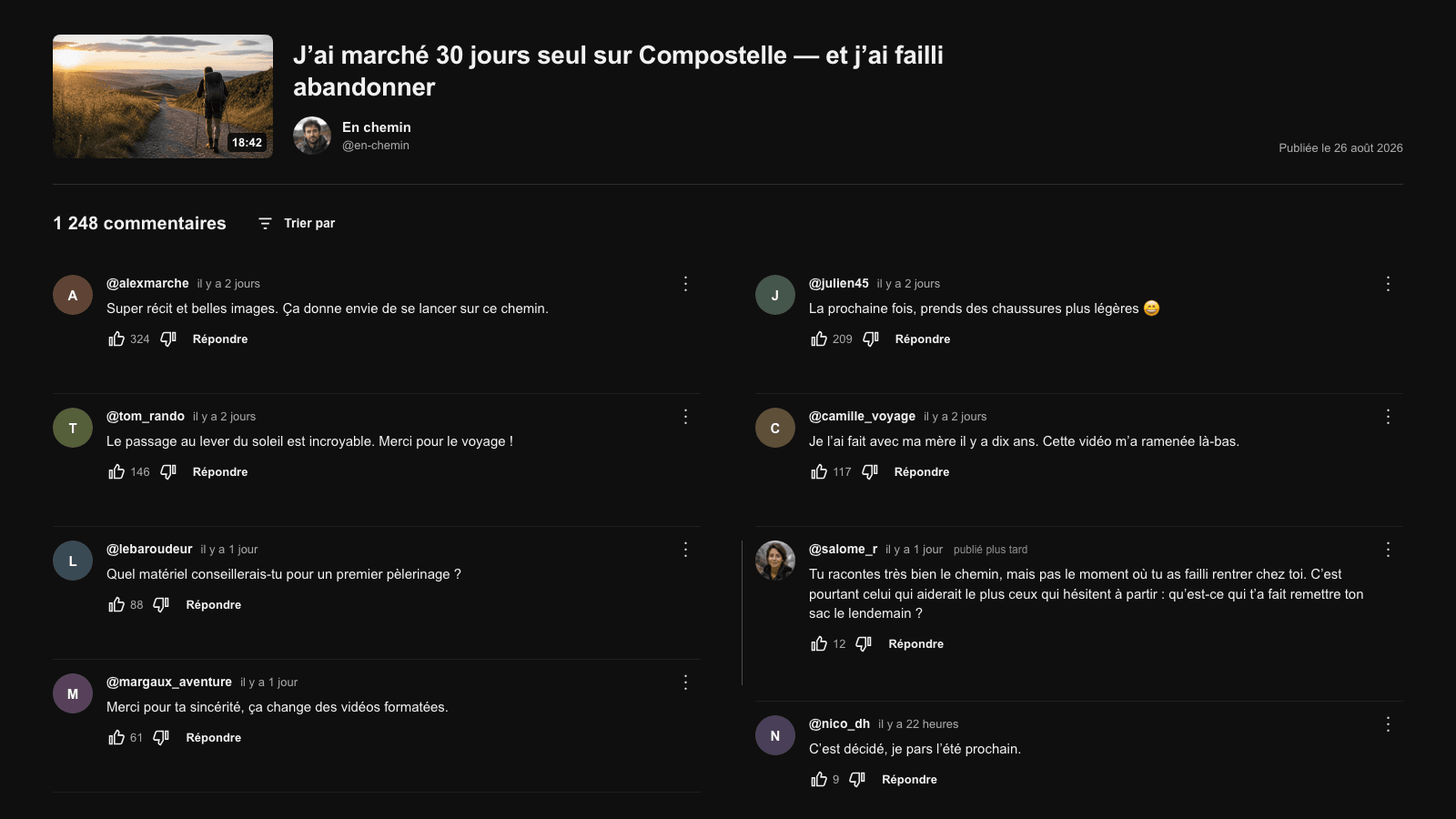 Un commentaire YouTube remarquable publié plus tard et noyé au milieu d’un fil très actif